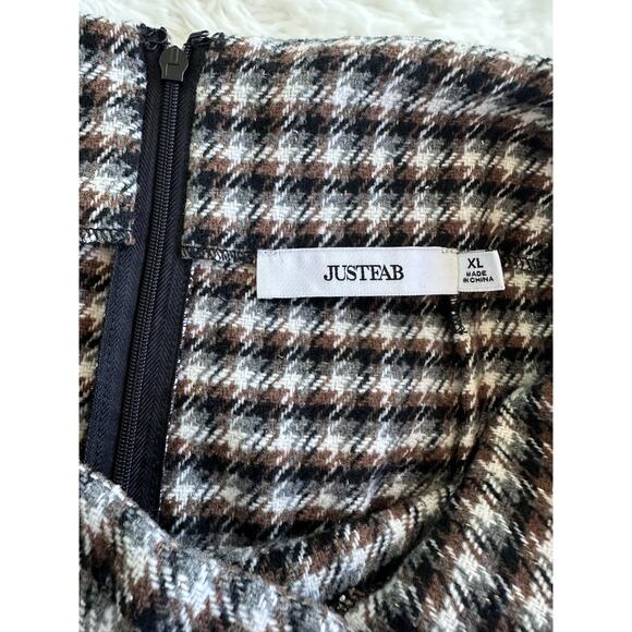 JustFab Wool Blend Plaid Belted A-Line Skirt XL‎ - Picture 3 of 8